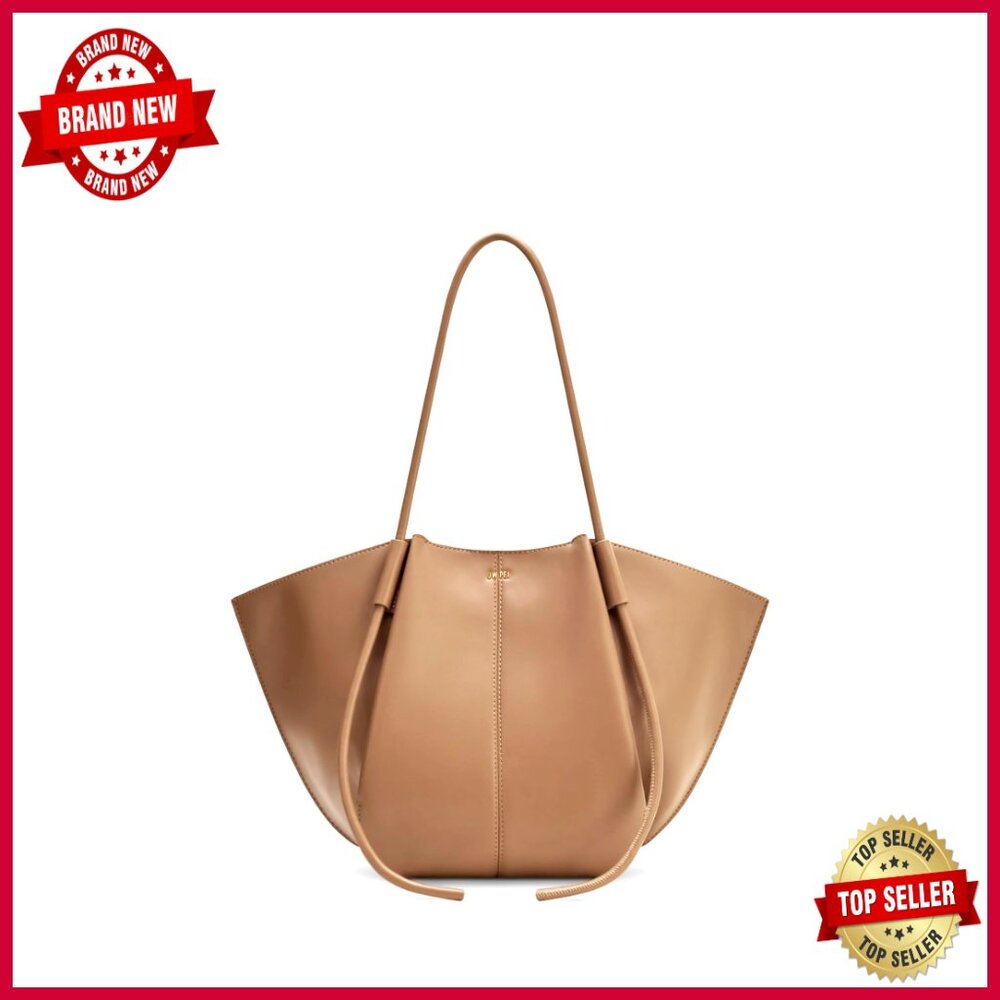 Vegan Leather Wide Tote Bag With Shoulder Strap, Fits Iphone